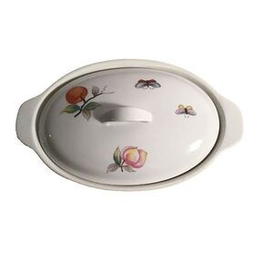 Vintage Andrea by Sadek Fruit & Butterfly Oval Lidded Casserole Dish Oven Table